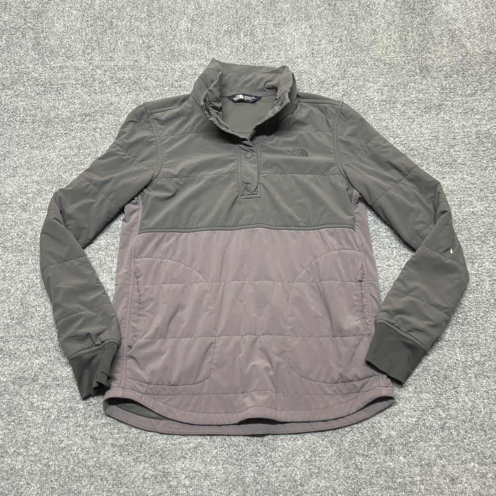The North Face Jacket Womens Small Gray Quilted Puffer Snap Pullover Outdoor